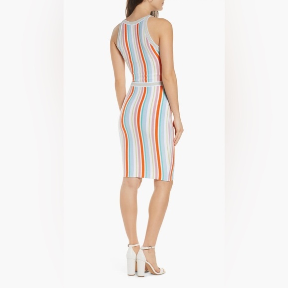 Ali & Jay Shades On Stripe Body-Con Strappy Midi Length Sweater Dress Sz M or L - Picture 2 of 13